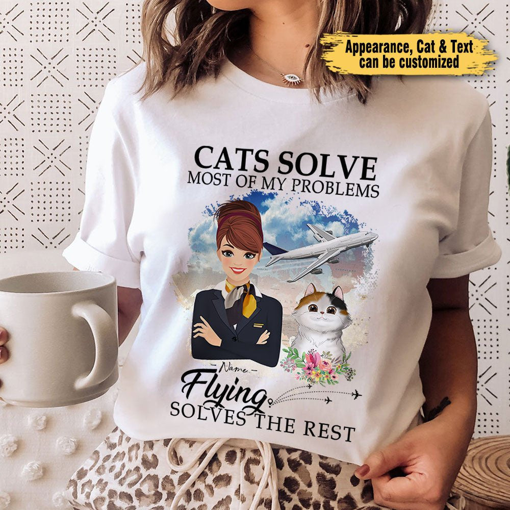 Cats Solve Most Of My Problems Flying Solves The Rest - Personalized Flight Attendant Shirtwdwq eqw easdasd Cats Solve Most Of My Problems Flying Solves The Rest - Personalized Flight Attendant Shirtewq wqe wqeaadk.