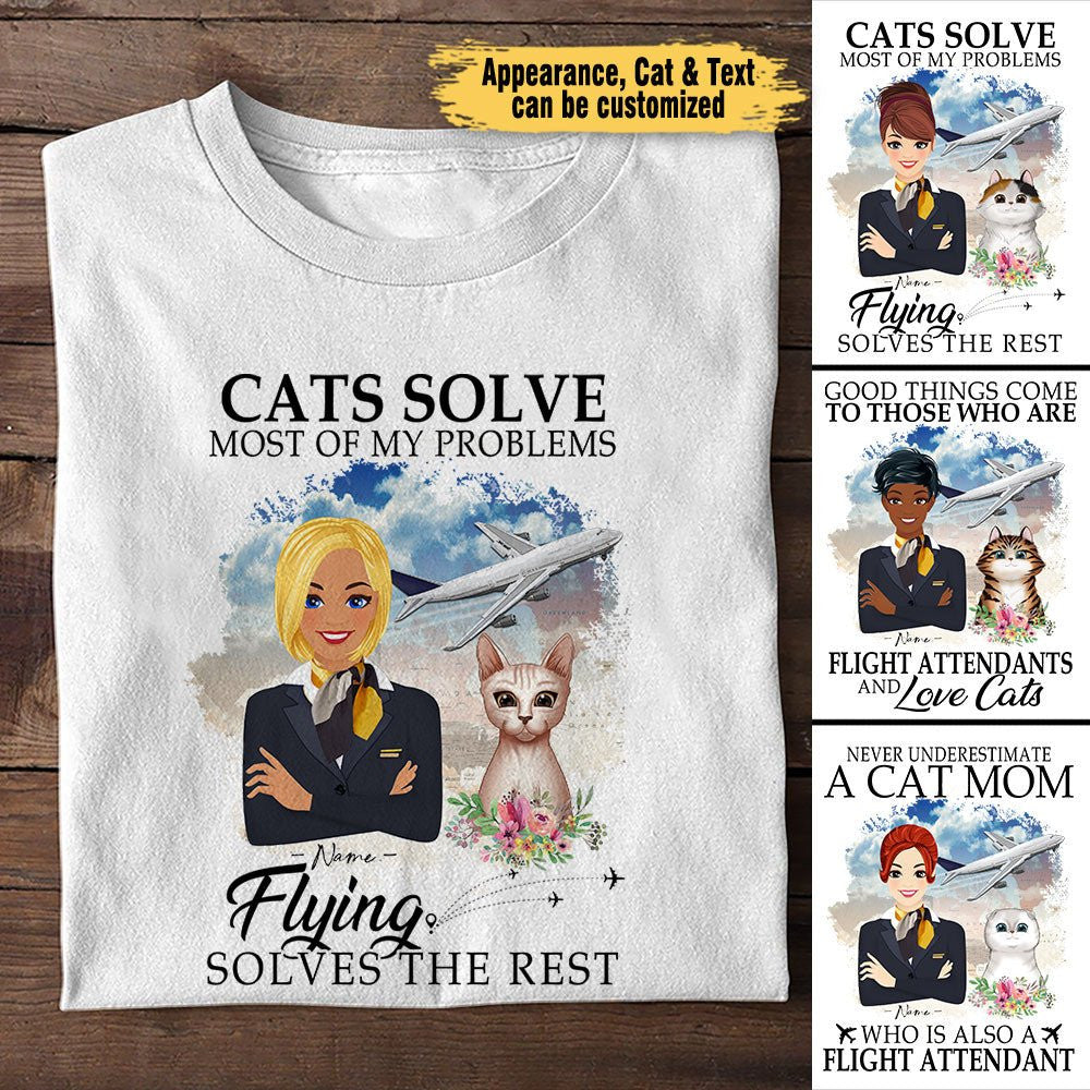 Cats Solve Most Of My Problems Flying Solves The Rest - Personalized Flight Attendant Shirtwdwq eqw easdasd Cats Solve Most Of My Problems Flying Solves The Rest - Personalized Flight Attendant Shirtewq wqe wqeaadk.