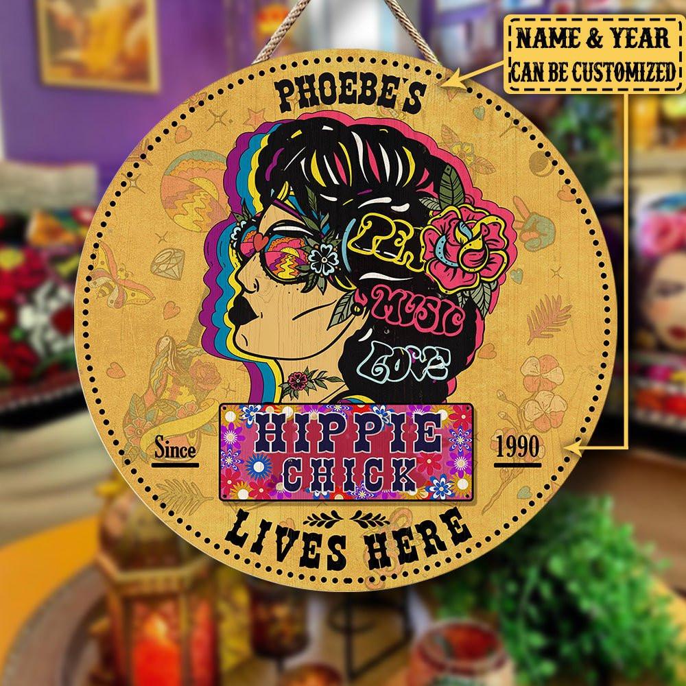 Personalized Hippie Chick Lives Here Wood Round Signwdwq eqw easdasd Personalized Hippie Chick Lives Here Wood Round Signewq wqe wqeaadk.
