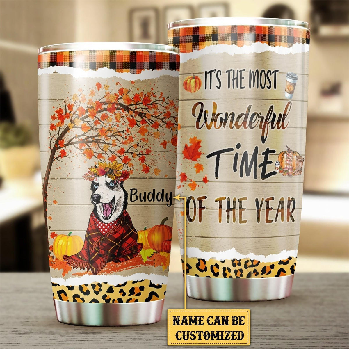 Personalized husky Christmas tumbler – a festive gift for dog lovers