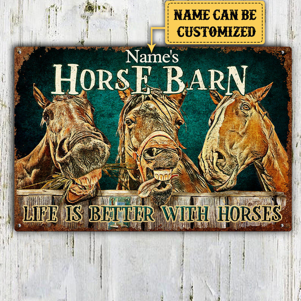 Personalized Horse Barn Classic Metal Sign.