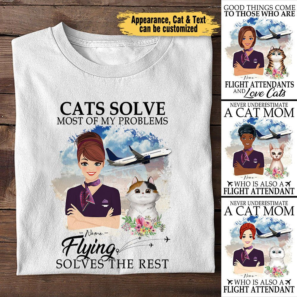 Cats Solve Most Of My Problems Flying Solves The Rest - Personalized Flight Attendant Shirtwdwq eqw easdasd Cats Solve Most Of My Problems Flying Solves The Rest - Personalized Flight Attendant Shirtewq wqe wqeaadk.
