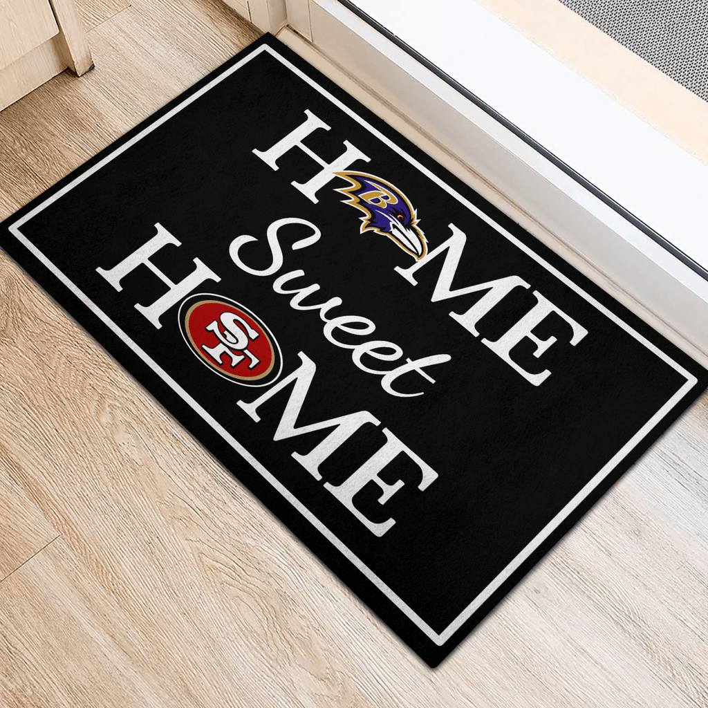 Home Sweet Home - Baltimore Football and San Francisco Football - Anti Slip Indoor Doormatwdwq eqw easdasd Home Sweet Home - Baltimore Football and San Francisco Football - Anti Slip Indoor Doormatewq wqe wqeaadk.