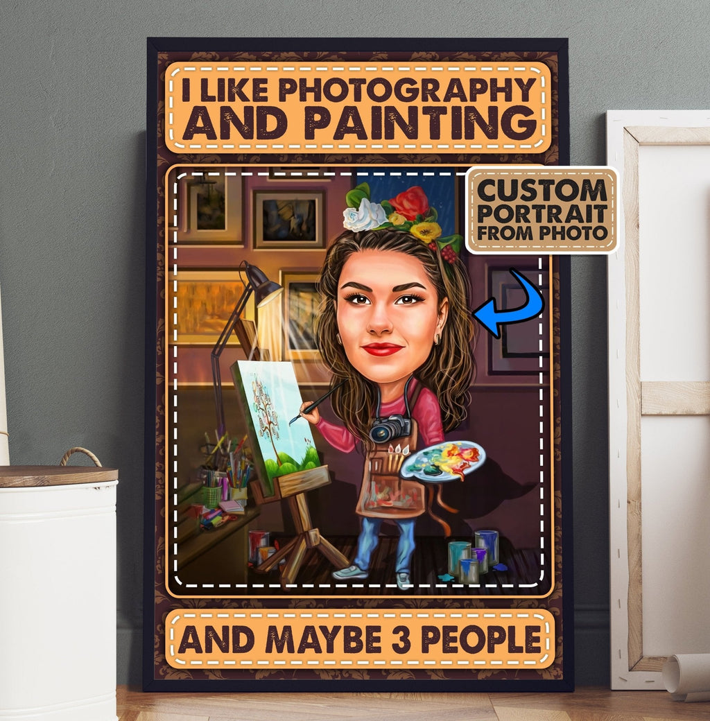 I Like Photography And Painting And Maybe 3 People Poster Canvas - Custom Caricature Portrait From Your Photowdwq eqw easdasd I Like Photography And Painting And Maybe 3 People Poster Canvas - Custom Caricature Portrait From Your Photoewq wqe wqeaadk.