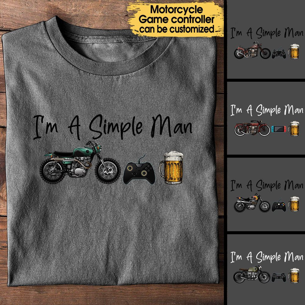 I'm A Simple Man Like Motorcycles, Game And Beer - Personalized Shirtwdwq eqw easdasd I'm A Simple Man Like Motorcycles, Game And Beer - Personalized Shirtewq wqe wqeaadk.