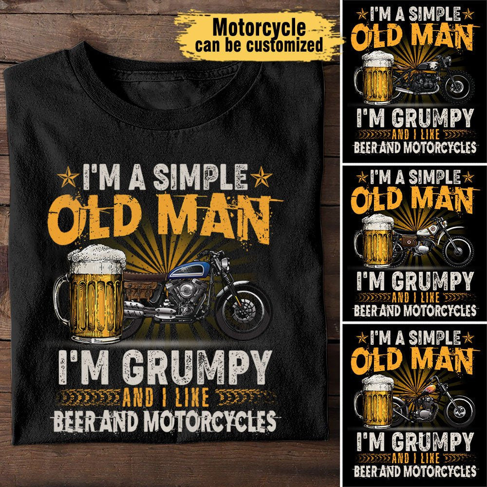 I'm A Simple Old Man I'm Grumpy And I Like Beer And Motorcycles - Personalized Shirtwdwq eqw easdasd I'm A Simple Old Man I'm Grumpy And I Like Beer And Motorcycles - Personalized Shirtewq wqe wqeaadk.