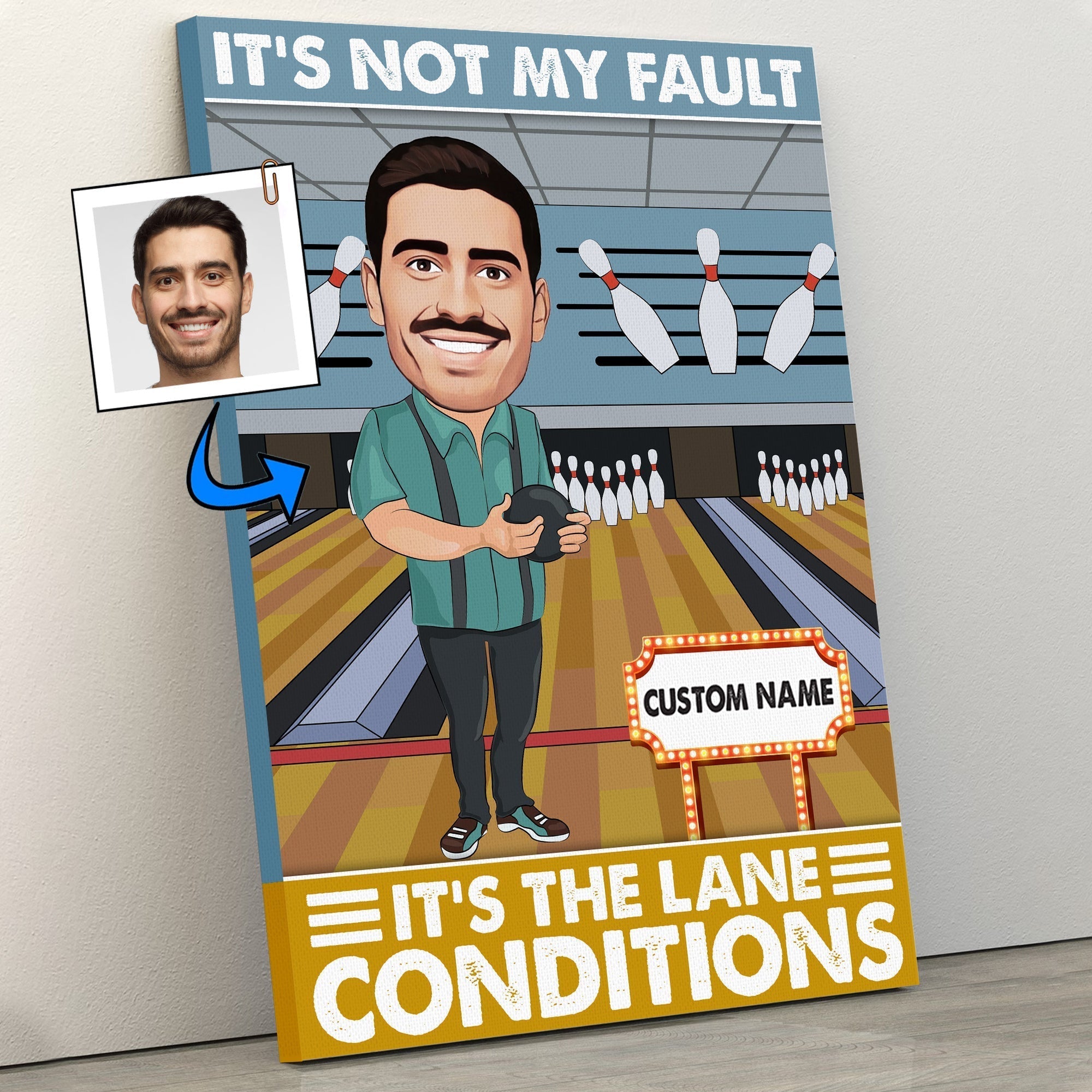 It's Not My Fault It's The Lane Conditions - Bowler Gift - Custom Caricature Portrait From Your Photo - Bowling Coach Gift - Bowling Player Giftwdwq eqw easdasd It's Not My Fault It's The Lane Conditions - Bowler Gift - Custom Caricature Portrait From Your Photo - Bowling Coach Gift - Bowling Player Giftewq wqe wqeaadk.