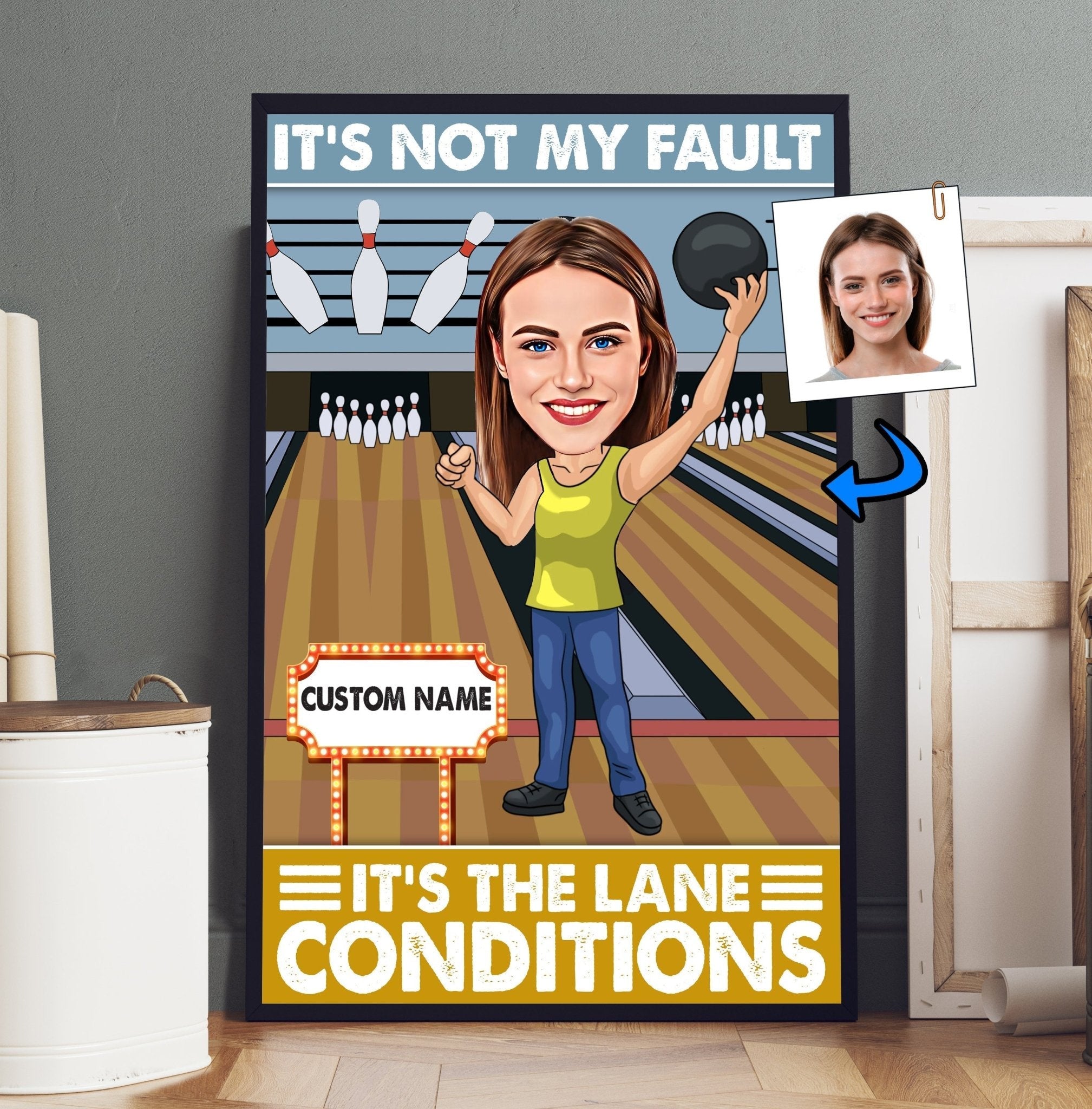 It's Not My Fault It's The Lane Conditions - Bowler Gift - Custom Caricature Portrait From Your Photo - Bowling Coach Gift - Bowling Player Giftwdwq eqw easdasd It's Not My Fault It's The Lane Conditions - Bowler Gift - Custom Caricature Portrait From Your Photo - Bowling Coach Gift - Bowling Player Giftewq wqe wqeaadk.