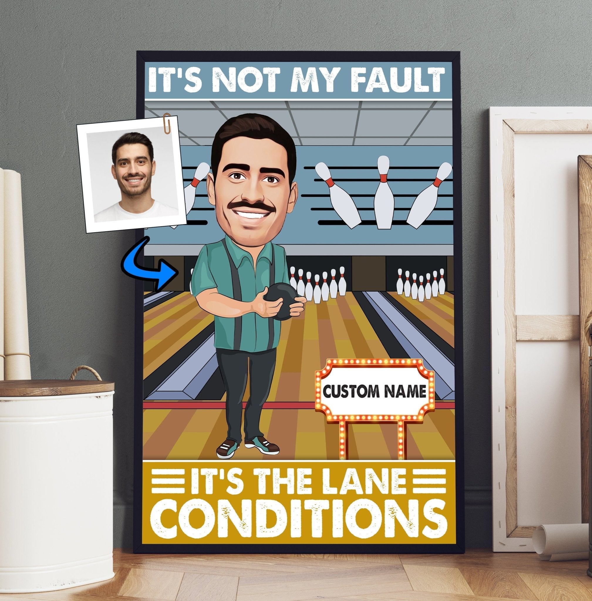 It's Not My Fault It's The Lane Conditions - Bowler Gift - Custom Caricature Portrait From Your Photo - Bowling Coach Gift - Bowling Player Giftwdwq eqw easdasd It's Not My Fault It's The Lane Conditions - Bowler Gift - Custom Caricature Portrait From Your Photo - Bowling Coach Gift - Bowling Player Giftewq wqe wqeaadk.