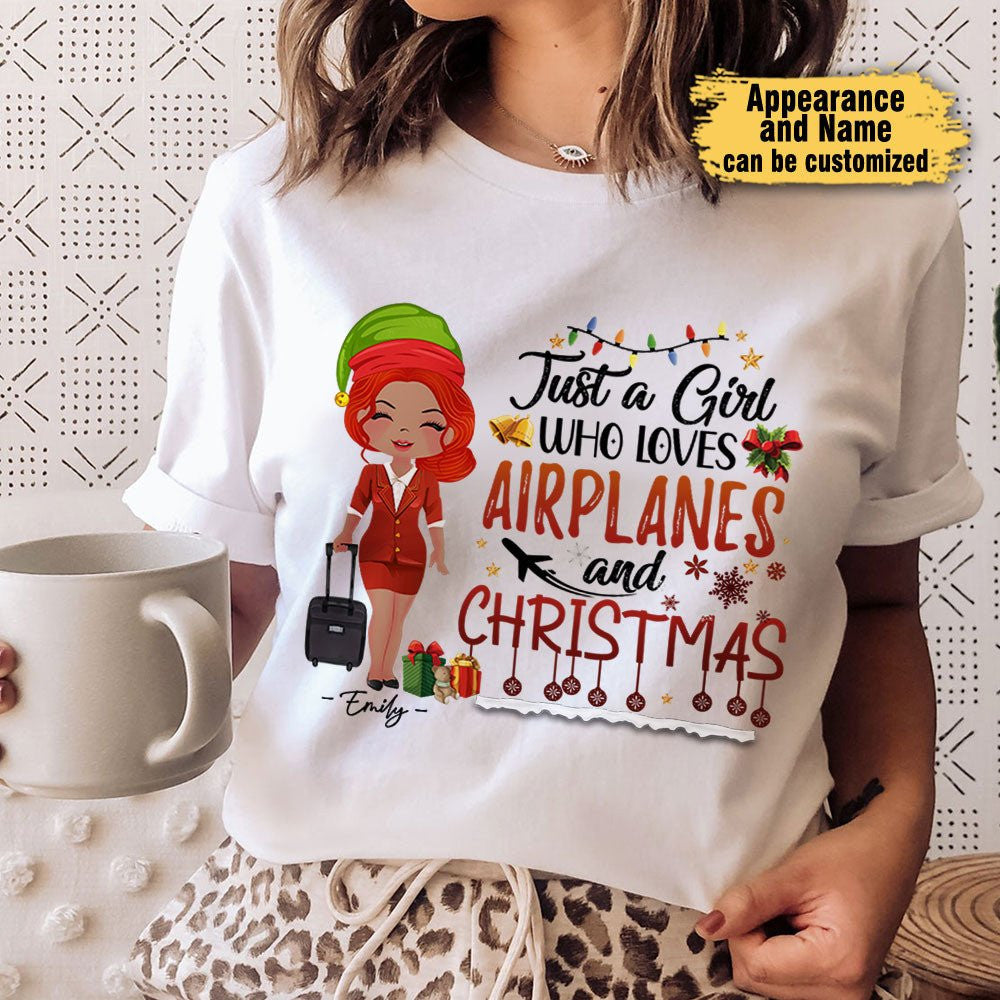 Just A Girl Who Loves Airplanes And Christmas - Personalized Christmas Shirtwdwq eqw easdasd Just A Girl Who Loves Airplanes And Christmas - Personalized Christmas Shirtewq wqe wqeaadk.