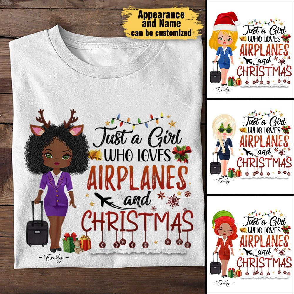 Just A Girl Who Loves Airplanes And Christmas - Personalized Christmas Shirtwdwq eqw easdasd Just A Girl Who Loves Airplanes And Christmas - Personalized Christmas Shirtewq wqe wqeaadk.