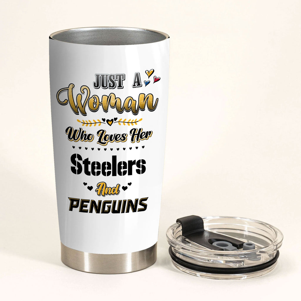 Just A Woman Who Loves Her Pittsburgh Football And Hockey Tumblerwdwq eqw easdasd Just A Woman Who Loves Her Pittsburgh Football And Hockey Tumblerewq wqe wqeaadk.