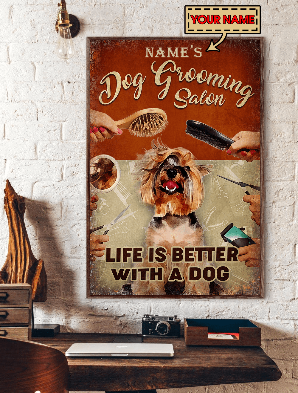 Life Is Better With A Dog Dog Grooming Salon Poster.