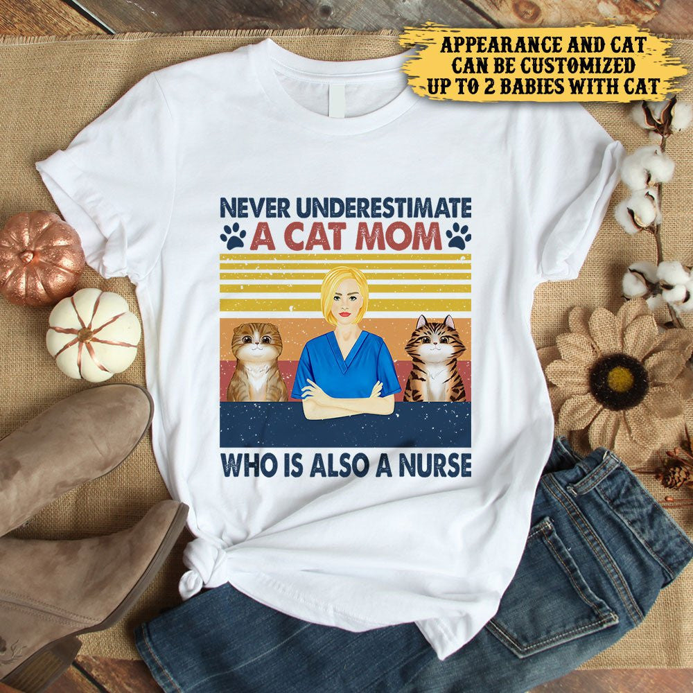 Never Underestimate A Cat Mom Who Is Also A Nurse - Personalized Shirtwdwq eqw easdasd Never Underestimate A Cat Mom Who Is Also A Nurse - Personalized Shirtewq wqe wqeaadk.