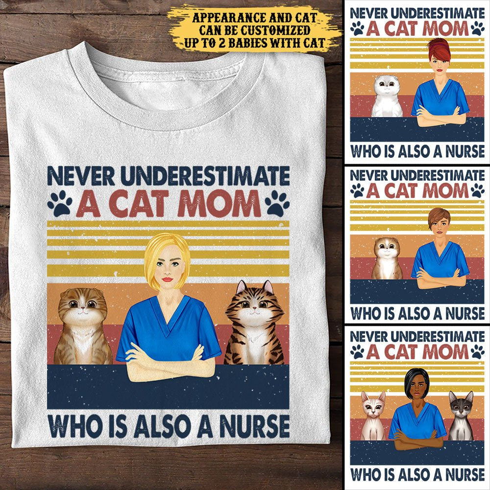 Never Underestimate A Cat Mom Who Is Also A Nurse - Personalized Shirtwdwq eqw easdasd Never Underestimate A Cat Mom Who Is Also A Nurse - Personalized Shirtewq wqe wqeaadk.