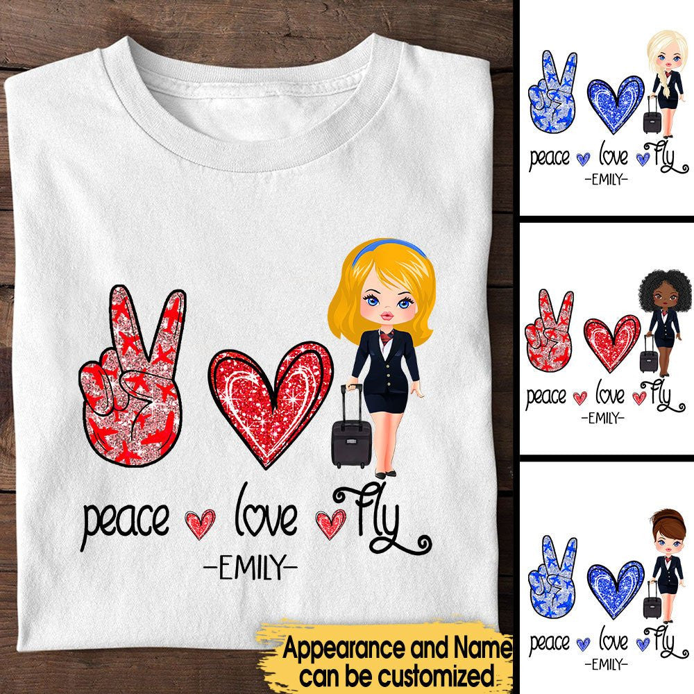 Peace Love Fly - Personalized Flight Attendant Shirtwdwq eqw easdasd Peace Love Fly - Personalized Flight Attendant Shirtewq wqe wqeaadk.