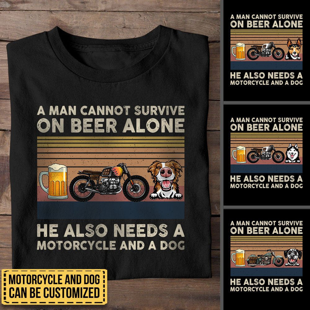 Personalized A Man Cannot Survive On Beer Alone He Also Needs A Motorcycle And A Dog Shirtwdwq eqw easdasd Personalized A Man Cannot Survive On Beer Alone He Also Needs A Motorcycle And A Dog Shirtewq wqe wqeaadk.
