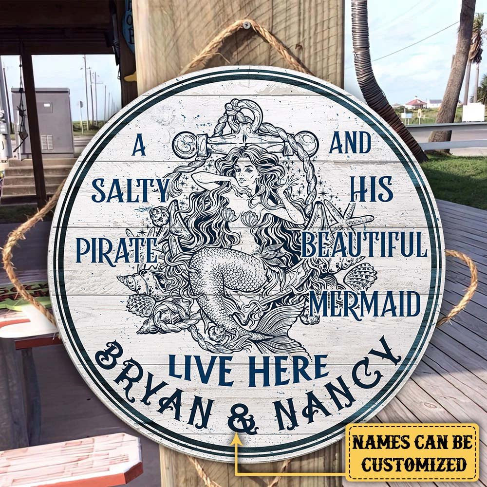 Personalized A Salty Pirate And His Beautiful Mermaid Live Here Pallet Wood Circle Signwdwq eqw easdasd Personalized A Salty Pirate And His Beautiful Mermaid Live Here Pallet Wood Circle Signewq wqe wqeaadk.