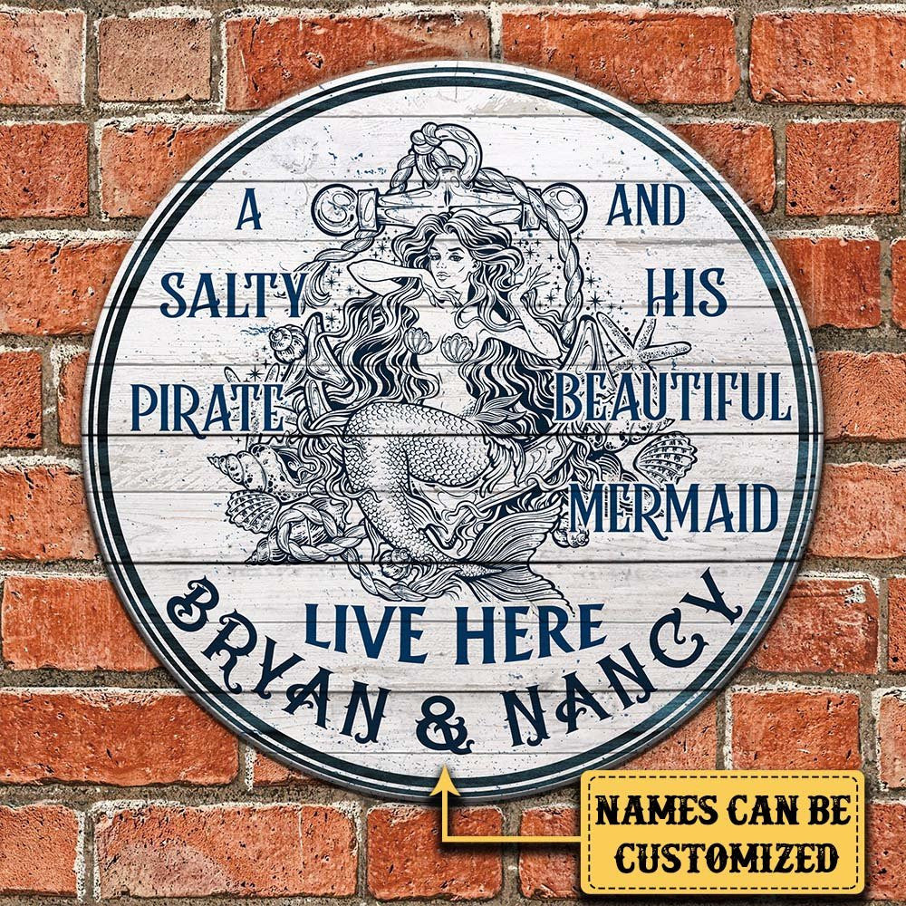 Personalized A Salty Pirate And His Beautiful Mermaid Live Here Pallet Wood Circle Signwdwq eqw easdasd Personalized A Salty Pirate And His Beautiful Mermaid Live Here Pallet Wood Circle Signewq wqe wqeaadk.
