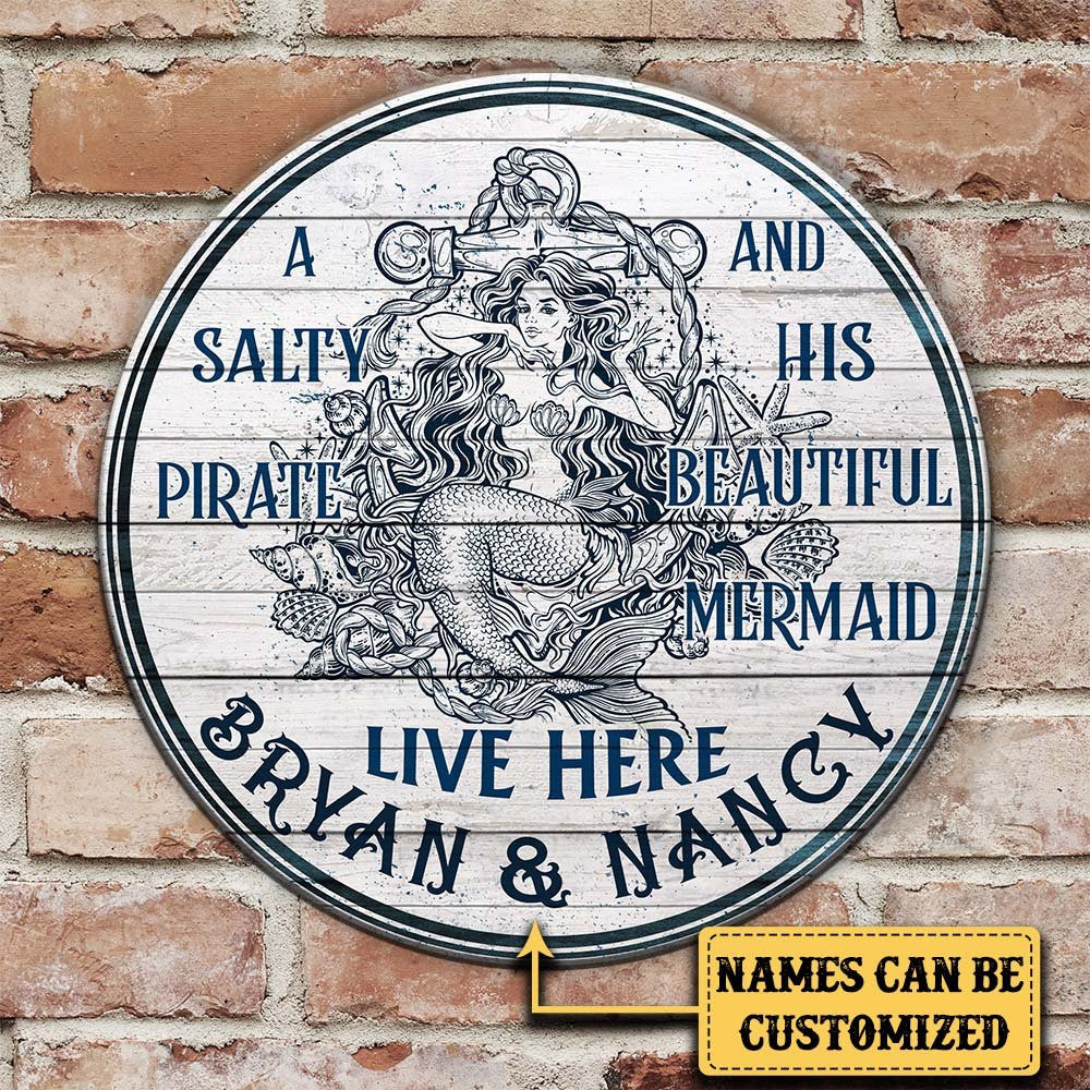 Personalized A Salty Pirate And His Beautiful Mermaid Live Here Pallet Wood Circle Signwdwq eqw easdasd Personalized A Salty Pirate And His Beautiful Mermaid Live Here Pallet Wood Circle Signewq wqe wqeaadk.