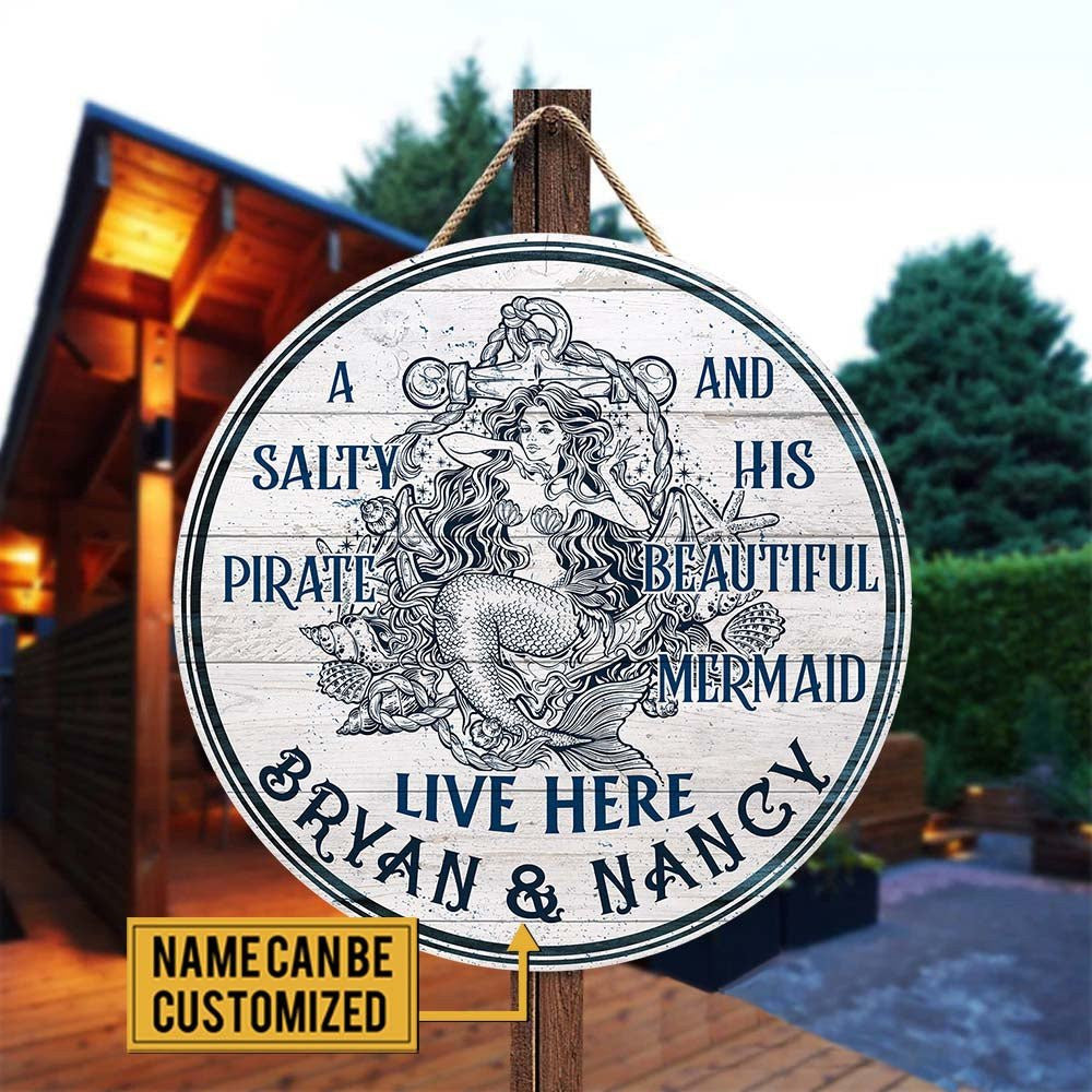 Personalized A Salty Pirate And His Beautiful Mermaid Live Here Pallet Wood Circle Signwdwq eqw easdasd Personalized A Salty Pirate And His Beautiful Mermaid Live Here Pallet Wood Circle Signewq wqe wqeaadk.
