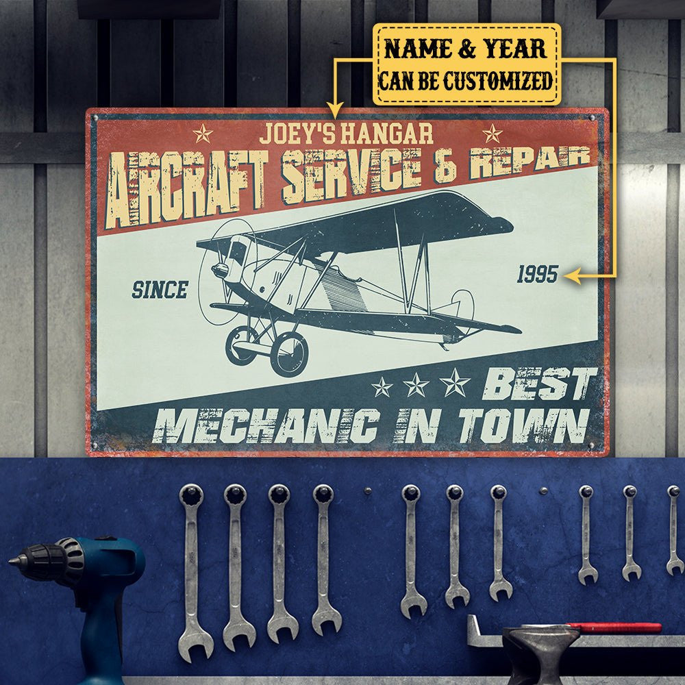 Personalized Aircraft Service & Repair Classic Metal Sign.