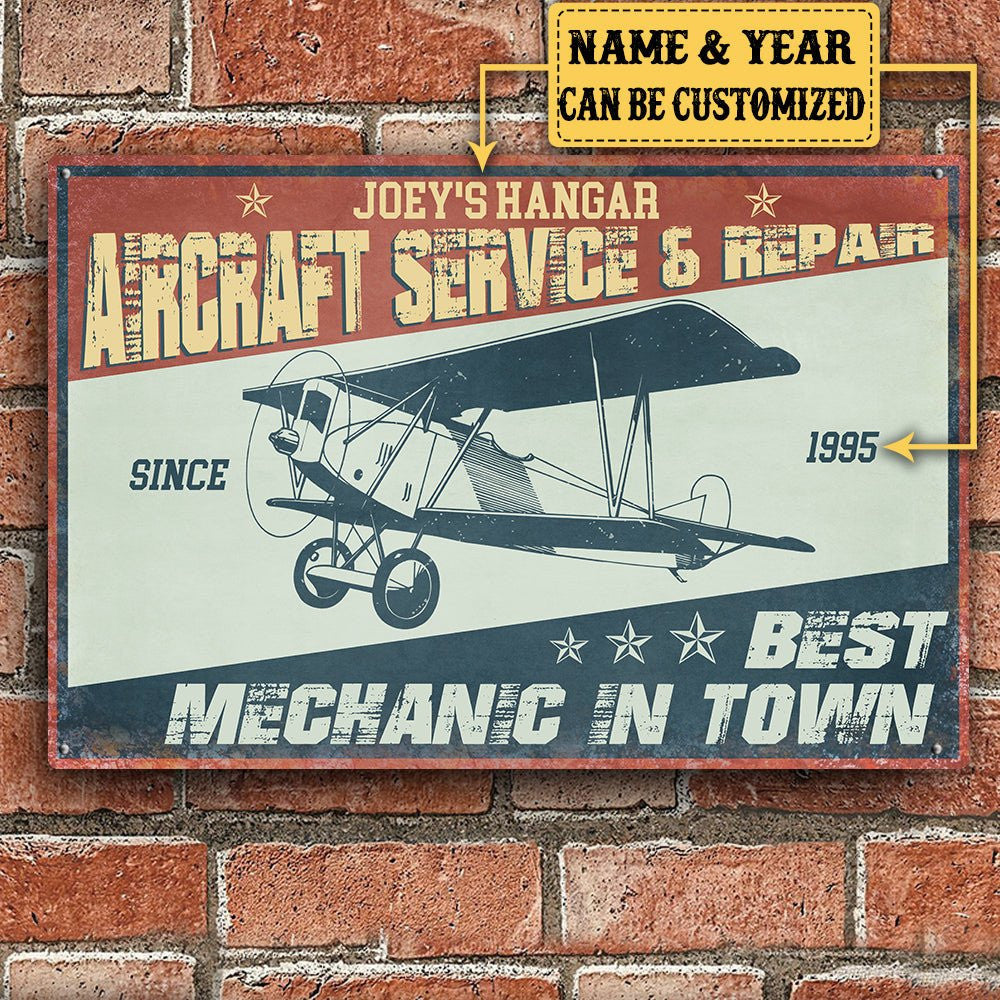 Personalized Aircraft Service & Repair Classic Metal Sign.