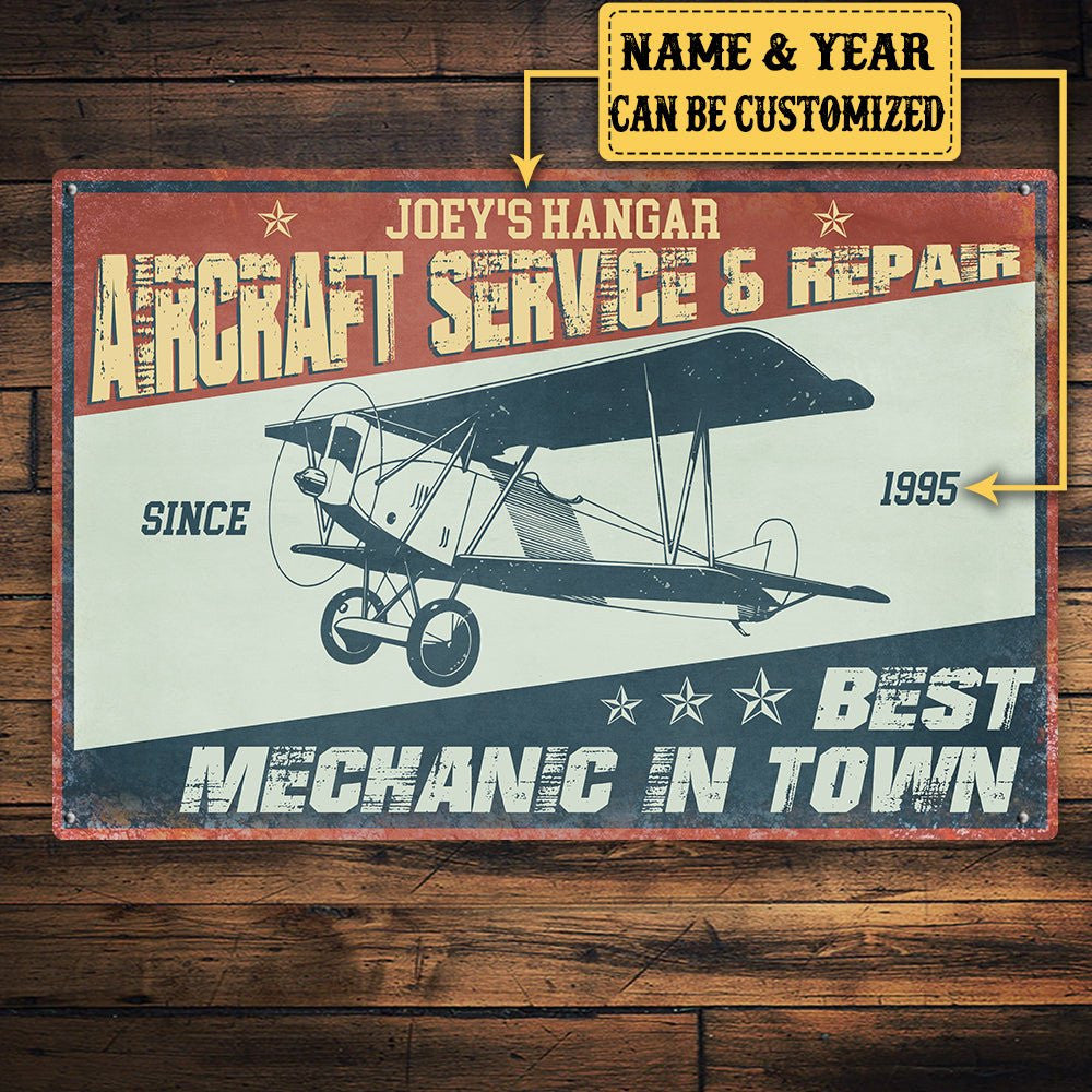Personalized Aircraft Service & Repair Classic Metal Sign.