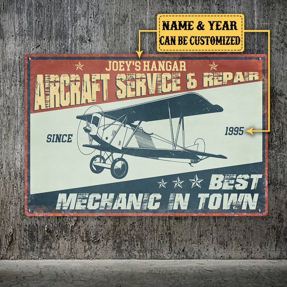 Personalized Aircraft Service & Repair Classic Metal Sign.
