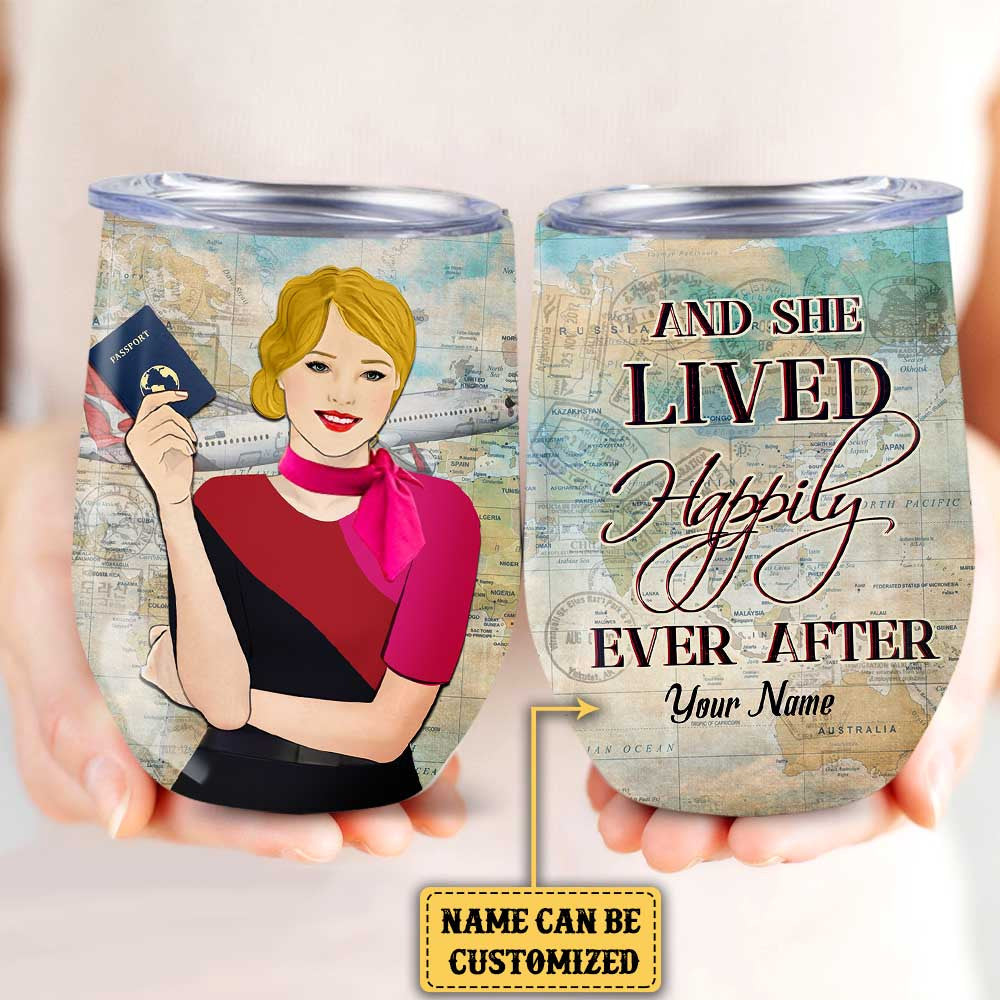 Personalized And She Lived Happily Ever After Flight Attendant Wine Tumblerwdwq eqw easdasd Personalized And She Lived Happily Ever After Flight Attendant Wine Tumblerewq wqe wqeaadk.