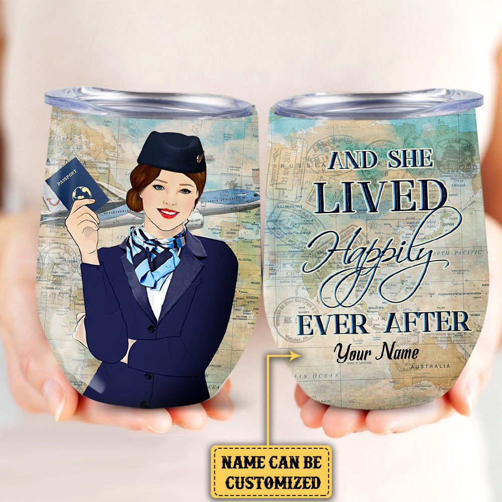 Personalized And She Lived Happily Ever After Flight Attendant Wine Tumblerwdwq eqw easdasd Personalized And She Lived Happily Ever After Flight Attendant Wine Tumblerewq wqe wqeaadk.