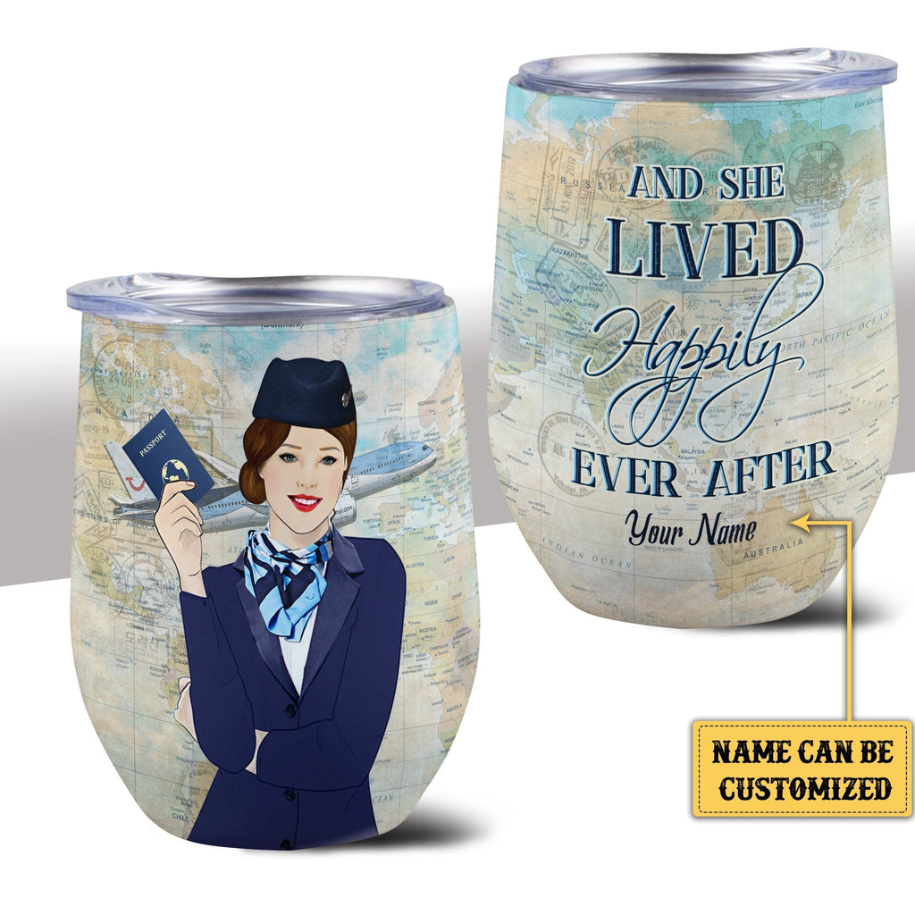 Personalized And She Lived Happily Ever After Flight Attendant Wine Tumblerwdwq eqw easdasd Personalized And She Lived Happily Ever After Flight Attendant Wine Tumblerewq wqe wqeaadk.
