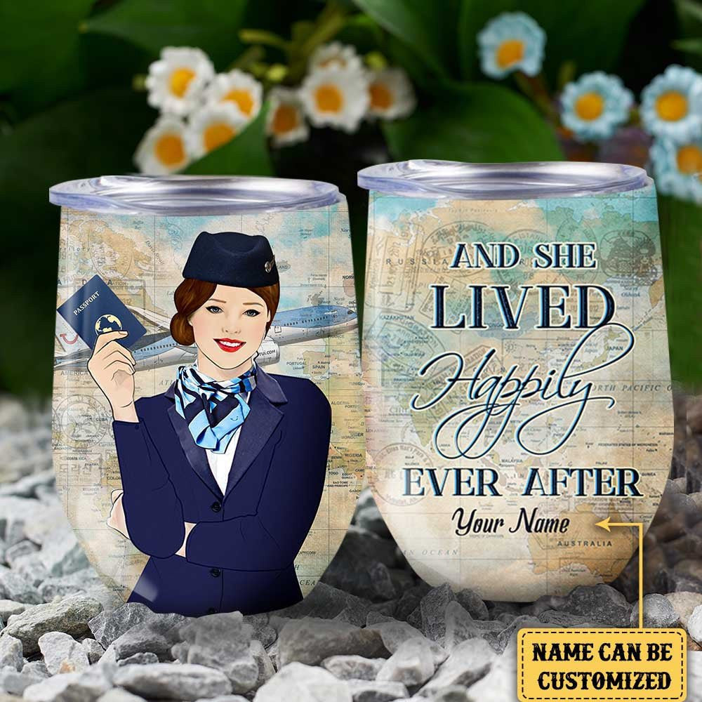Personalized And She Lived Happily Ever After Flight Attendant Wine Tumblerwdwq eqw easdasd Personalized And She Lived Happily Ever After Flight Attendant Wine Tumblerewq wqe wqeaadk.