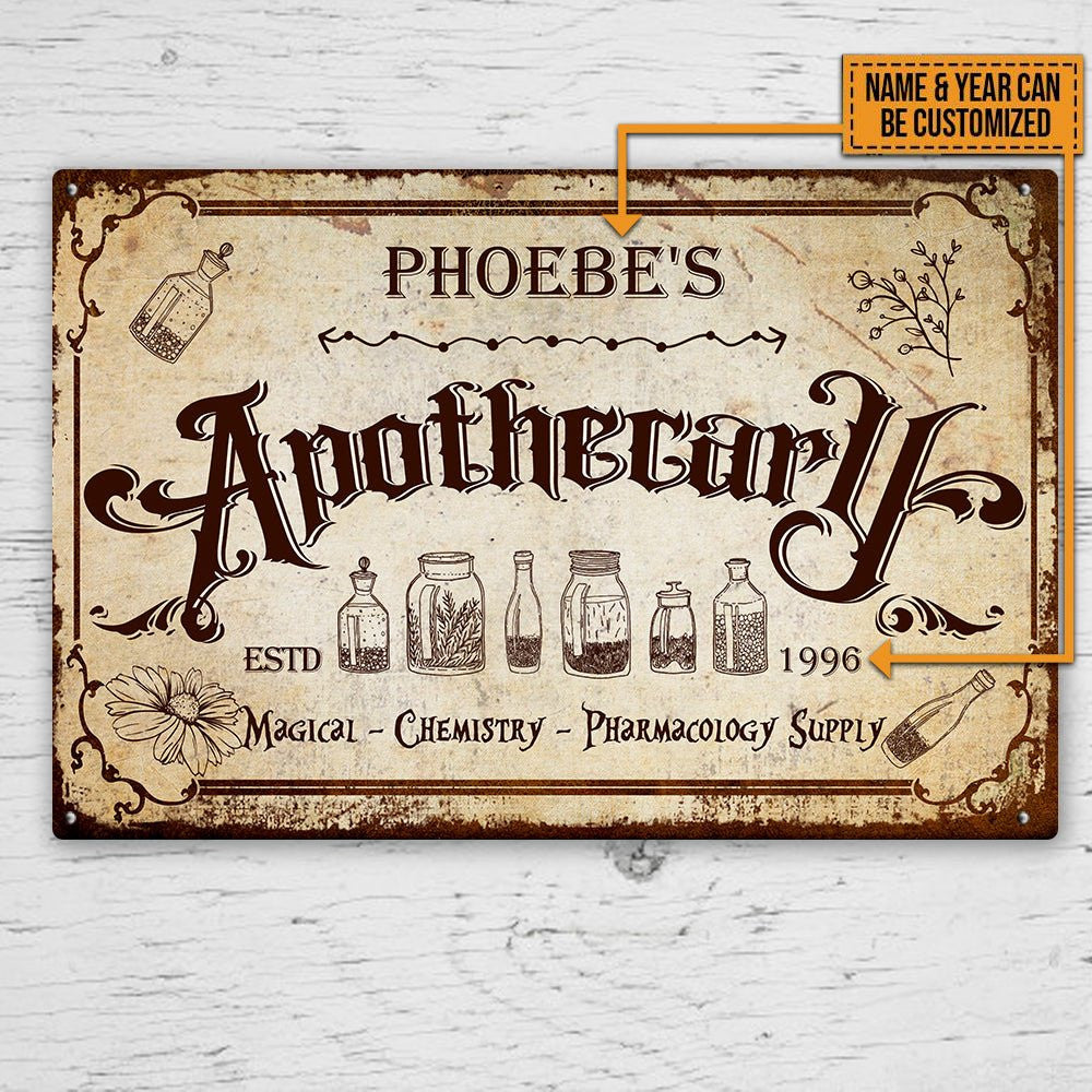 Personalized Apothecary Classic Metal Sign.