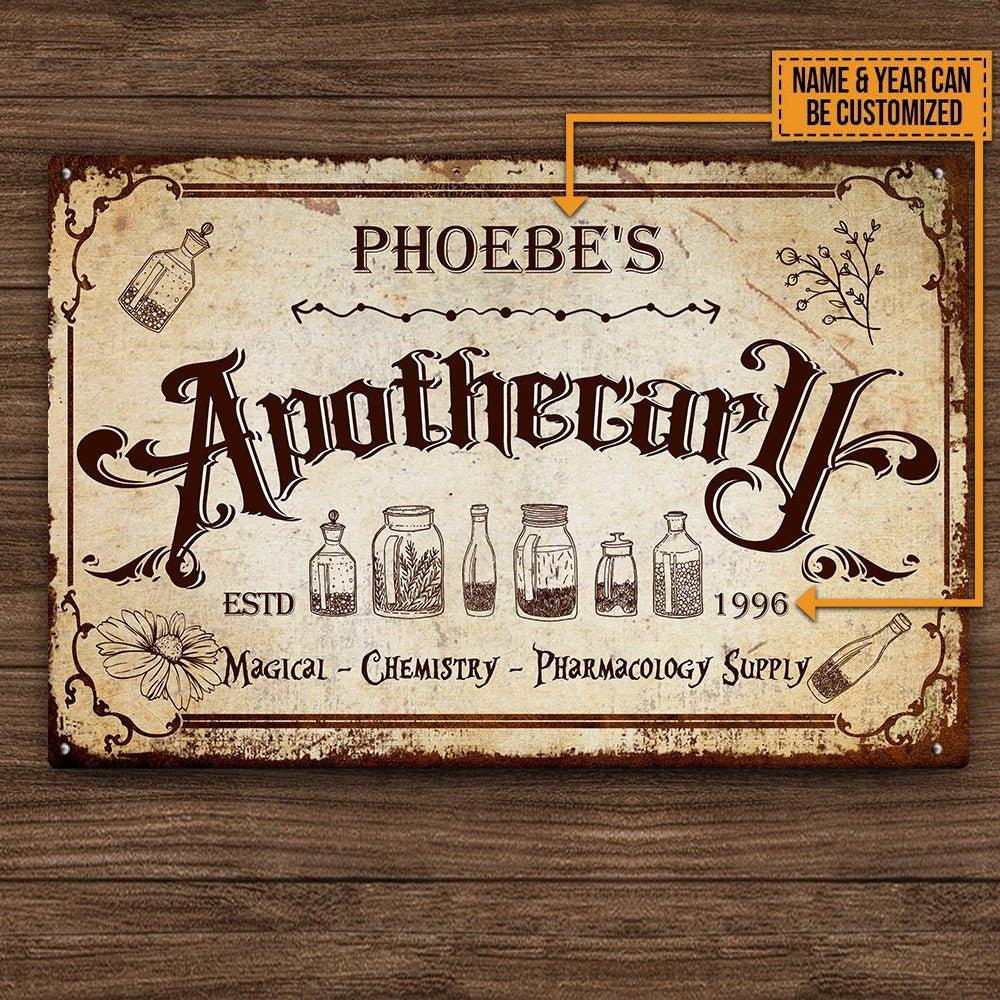 Personalized Apothecary Classic Metal Sign.
