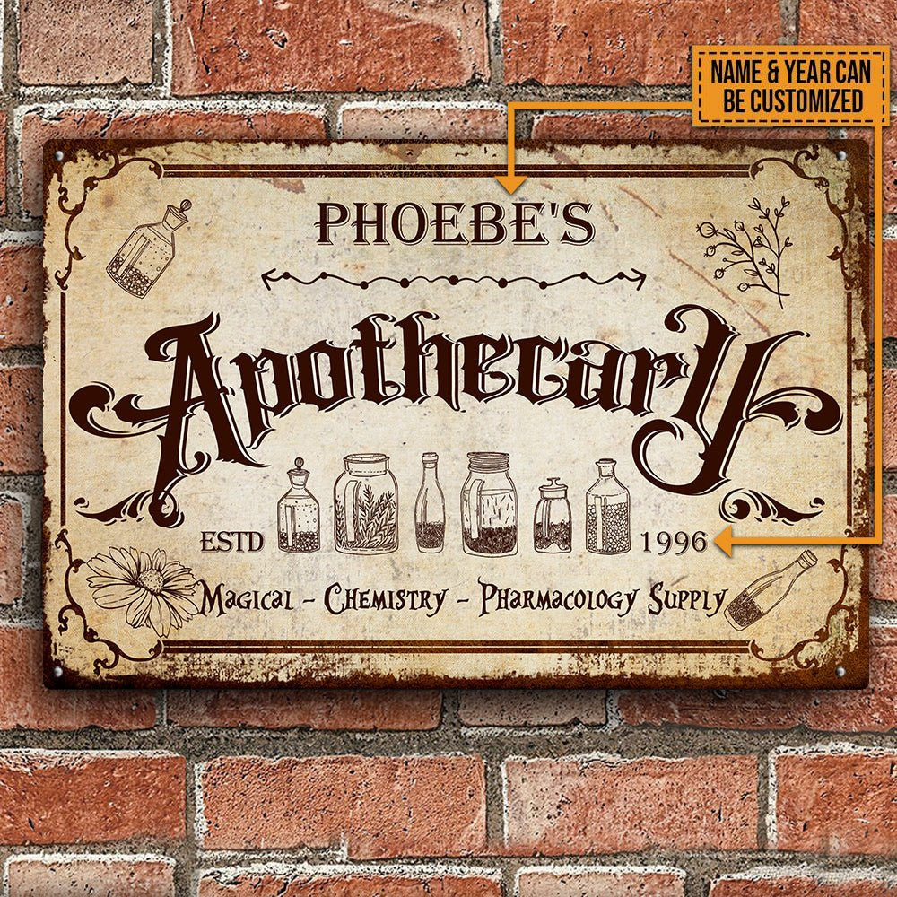 Personalized Apothecary Classic Metal Sign.