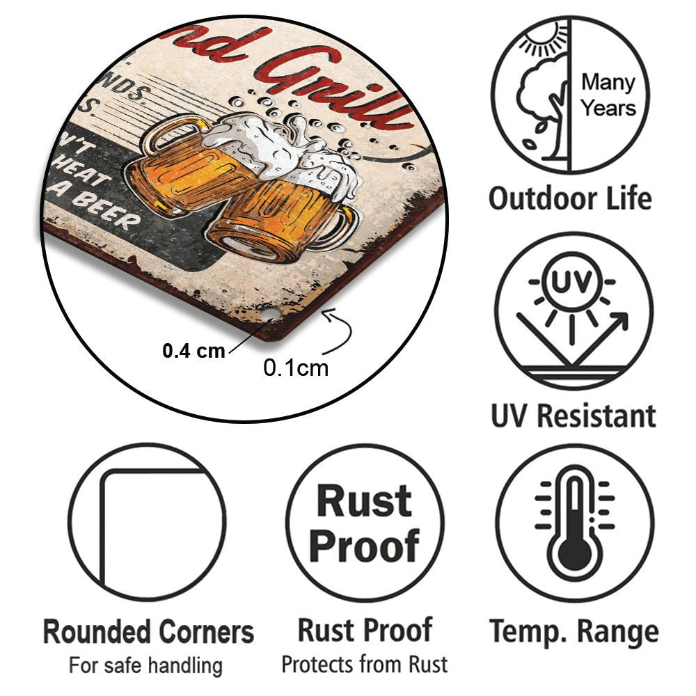 Personalized Backyard Bar & Grill Classic Metal Sign.
