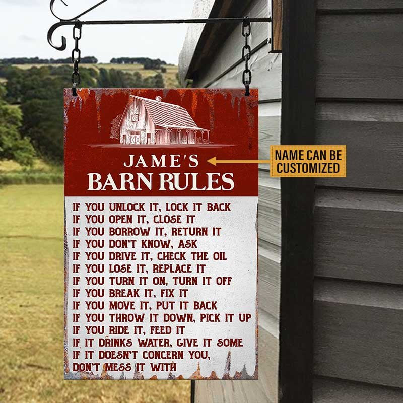 Personalized Barn Rules Classic Metal Sign.