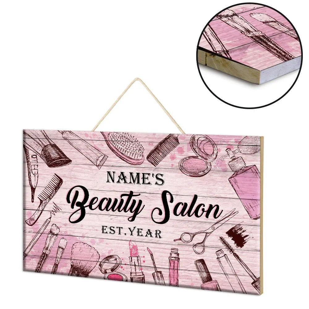Personalized Beauty Salon Pallet Wood Rectangle Sign.