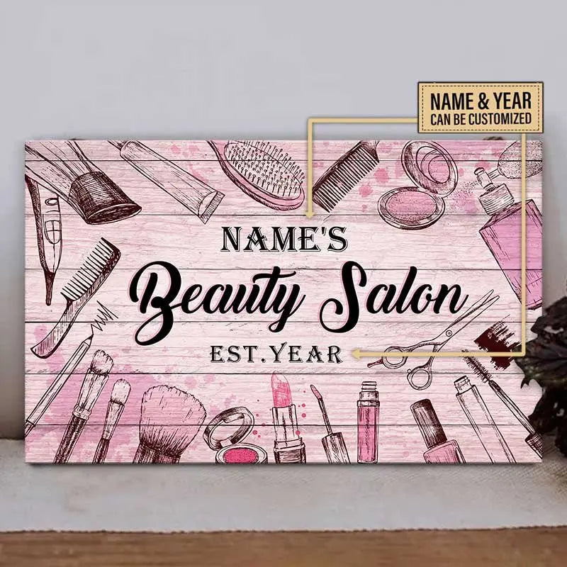 Personalized Beauty Salon Pallet Wood Rectangle Sign.
