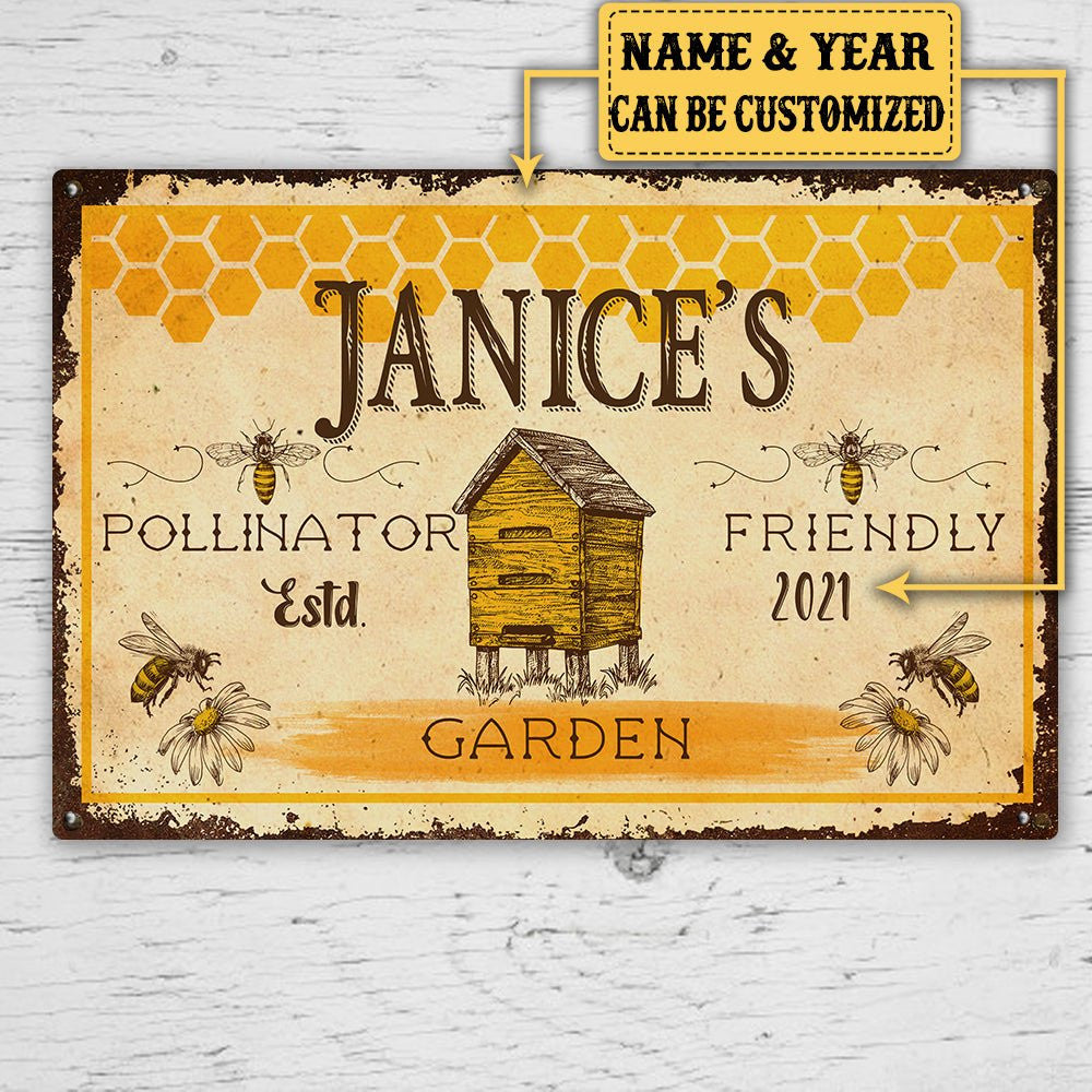 Personalized Bee Garden Classic Metal Signwdwq eqw easdasd Personalized Bee Garden Classic Metal Signewq wqe wqeaadk.