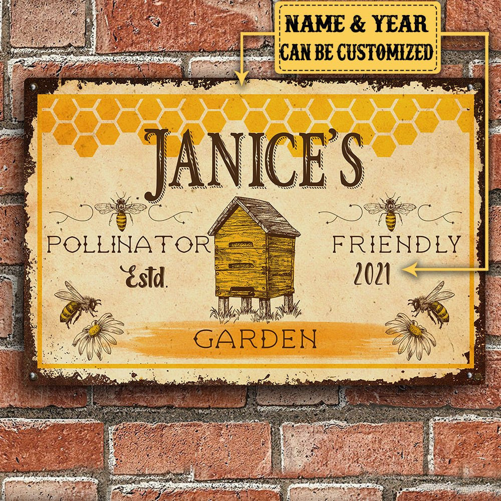 Personalized Bee Garden Classic Metal Signwdwq eqw easdasd Personalized Bee Garden Classic Metal Signewq wqe wqeaadk.