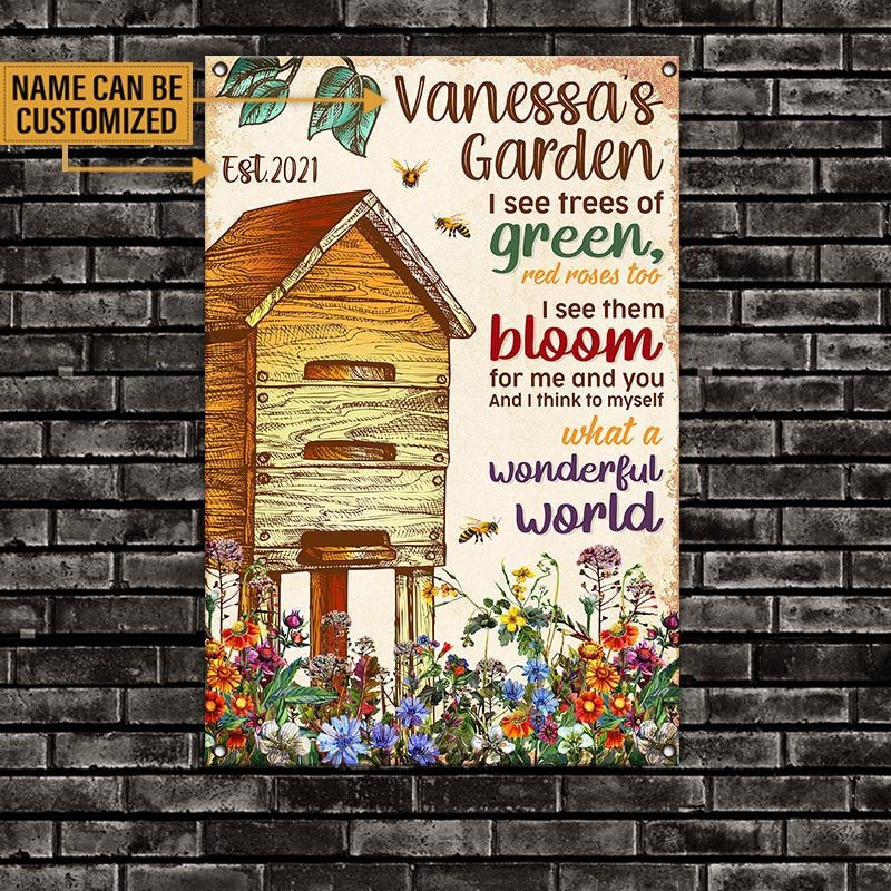 Personalized Bee Garden What A Wonderful World Classic Metal Signwdwq eqw easdasd Personalized Bee Garden What A Wonderful World Classic Metal Signewq wqe wqeaadk.