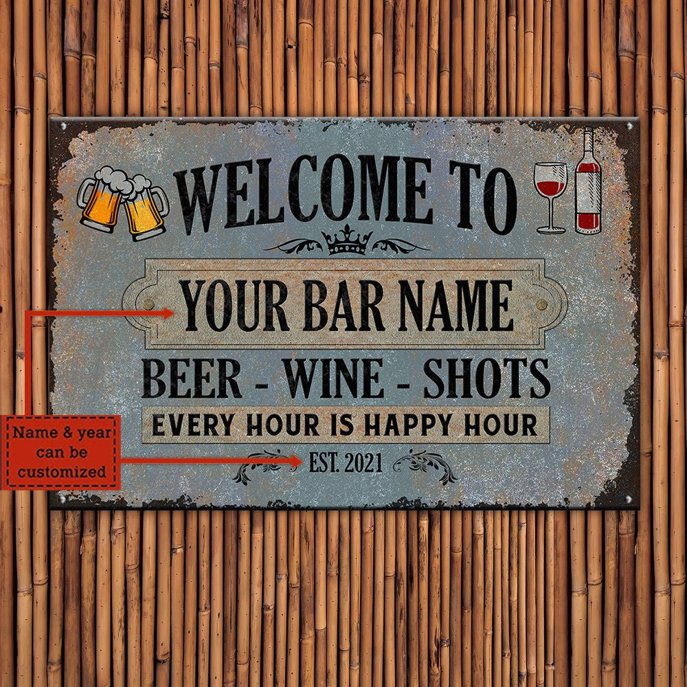 Personalized Beer - Wine - Shots Classic Metal Sign.