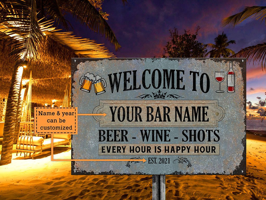 Personalized Beer - Wine - Shots Classic Metal Sign.