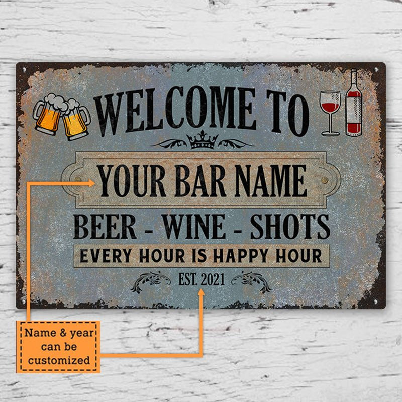 Personalized Beer - Wine - Shots Classic Metal Sign.