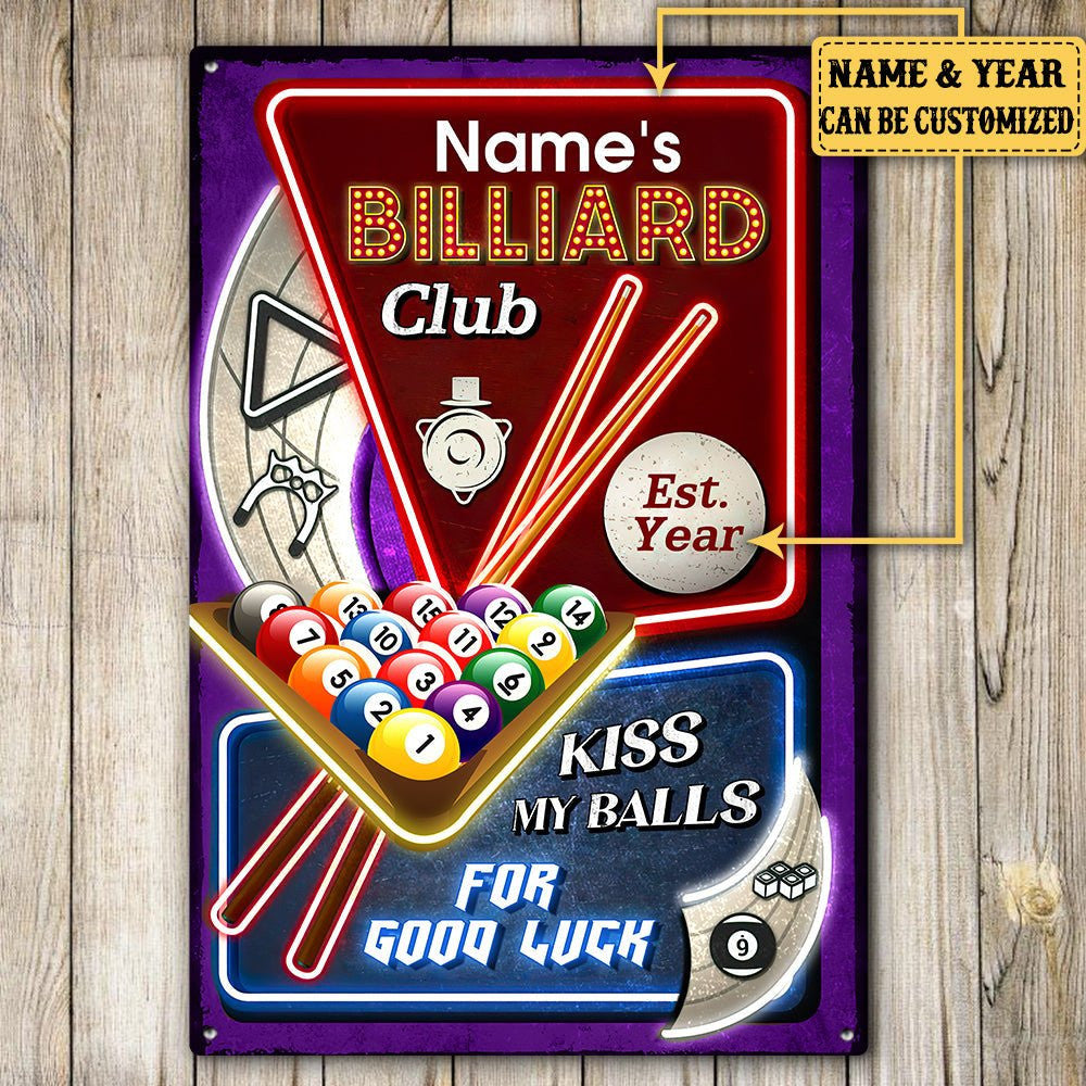 Personalized Billiard Club Kiss My Balls For Good Luck  Metal Signwdwq eqw easdasd Personalized Billiard Club Kiss My Balls For Good Luck  Metal Signewq wqe wqeaadk.