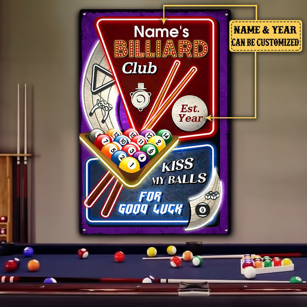 Personalized Billiard Club Kiss My Balls For Good Luck  Metal Signwdwq eqw easdasd Personalized Billiard Club Kiss My Balls For Good Luck  Metal Signewq wqe wqeaadk.
