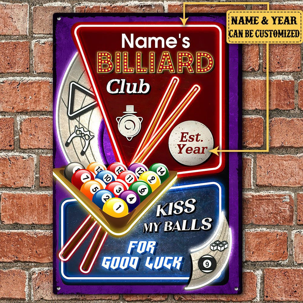 Personalized Billiard Club Kiss My Balls For Good Luck  Metal Signwdwq eqw easdasd Personalized Billiard Club Kiss My Balls For Good Luck  Metal Signewq wqe wqeaadk.
