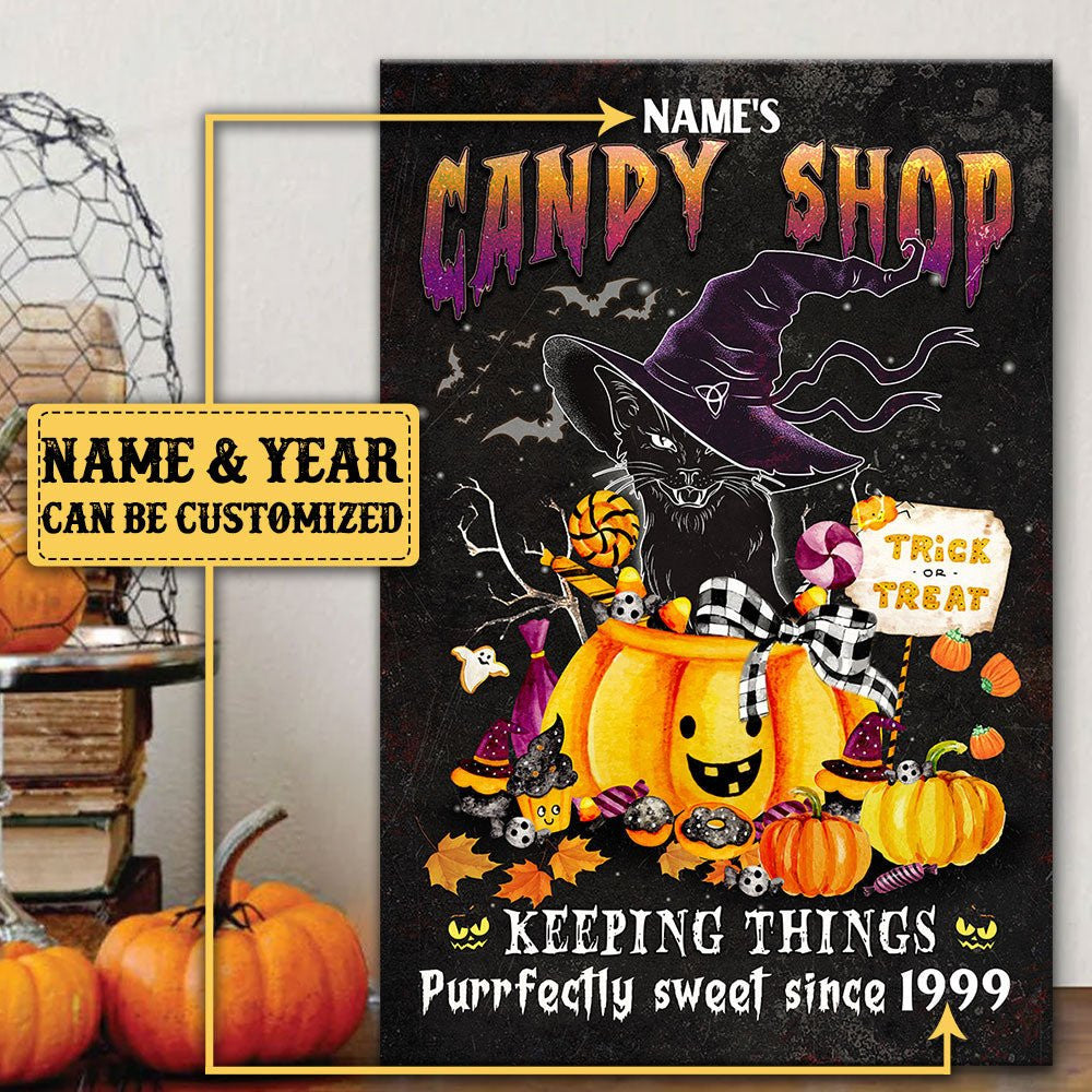 Personalized Black Cat Candy Shop Halloween Poster & Canvaswdwq eqw easdasd Personalized Black Cat Candy Shop Halloween Poster & Canvasewq wqe wqeaadk.